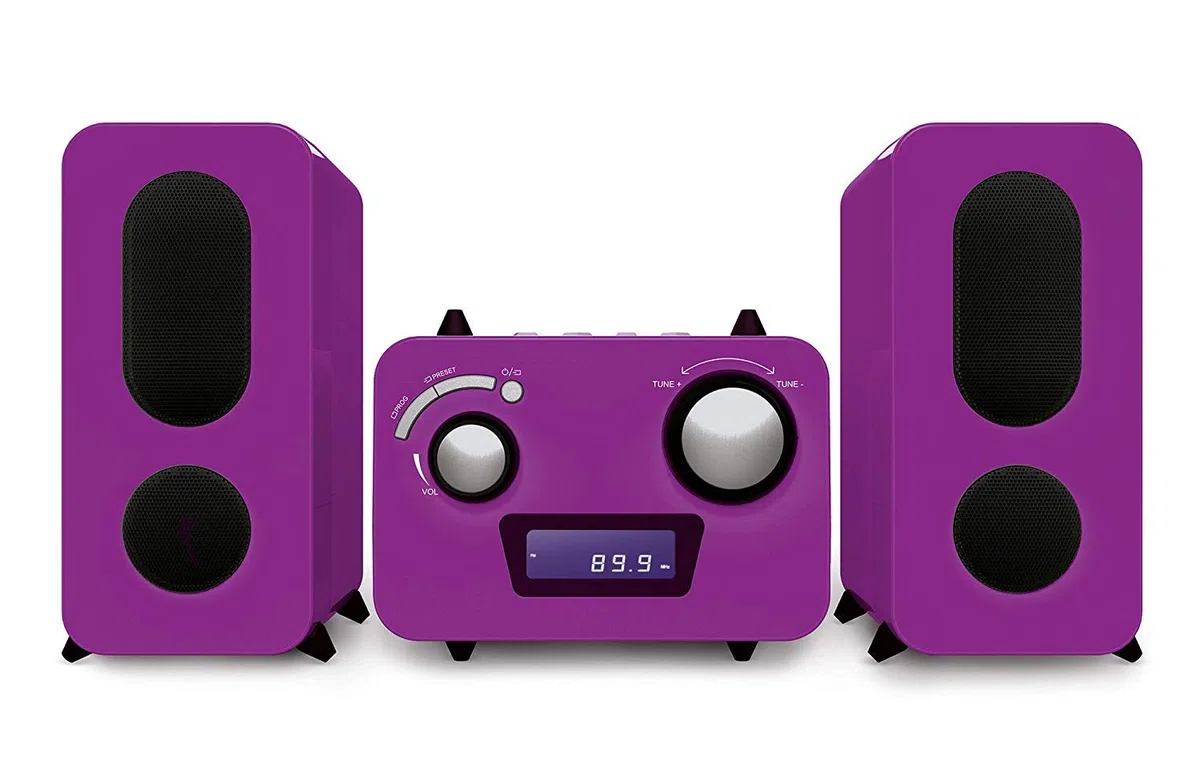 Microchaîne Violette Lecteur CD - Radio PLL FM Stéréo - 2 Hauts parleurs