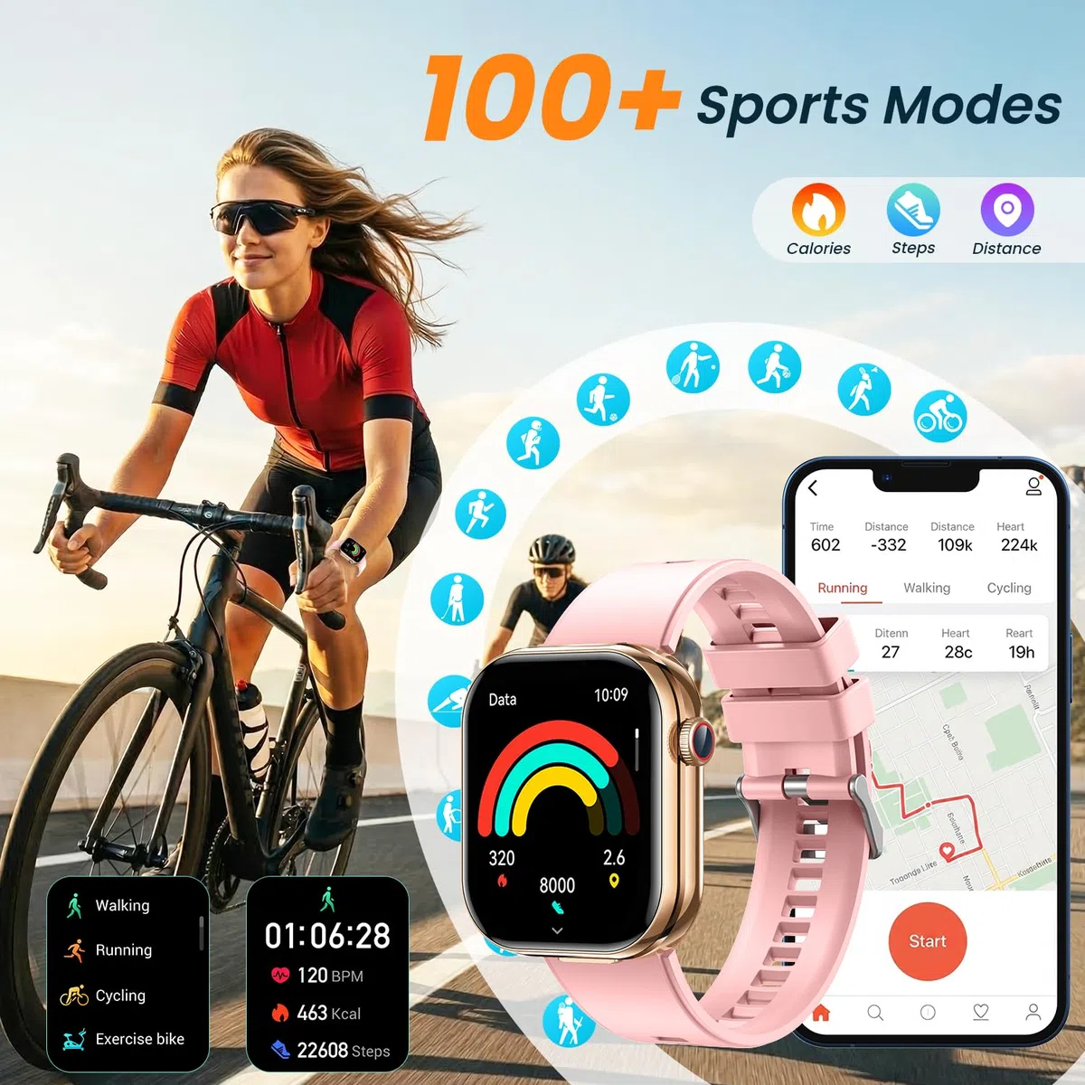 Montre Connectée avec Écouteurs Sports Smartwatch: Repondre Appel Sommeil Fréquence Cardiaque SpO2 Cardio Étanche Fitness Tracker 2.02" HD Écran Écouteurs et Montre 2 en 1 Homme Femme pour Android iOS