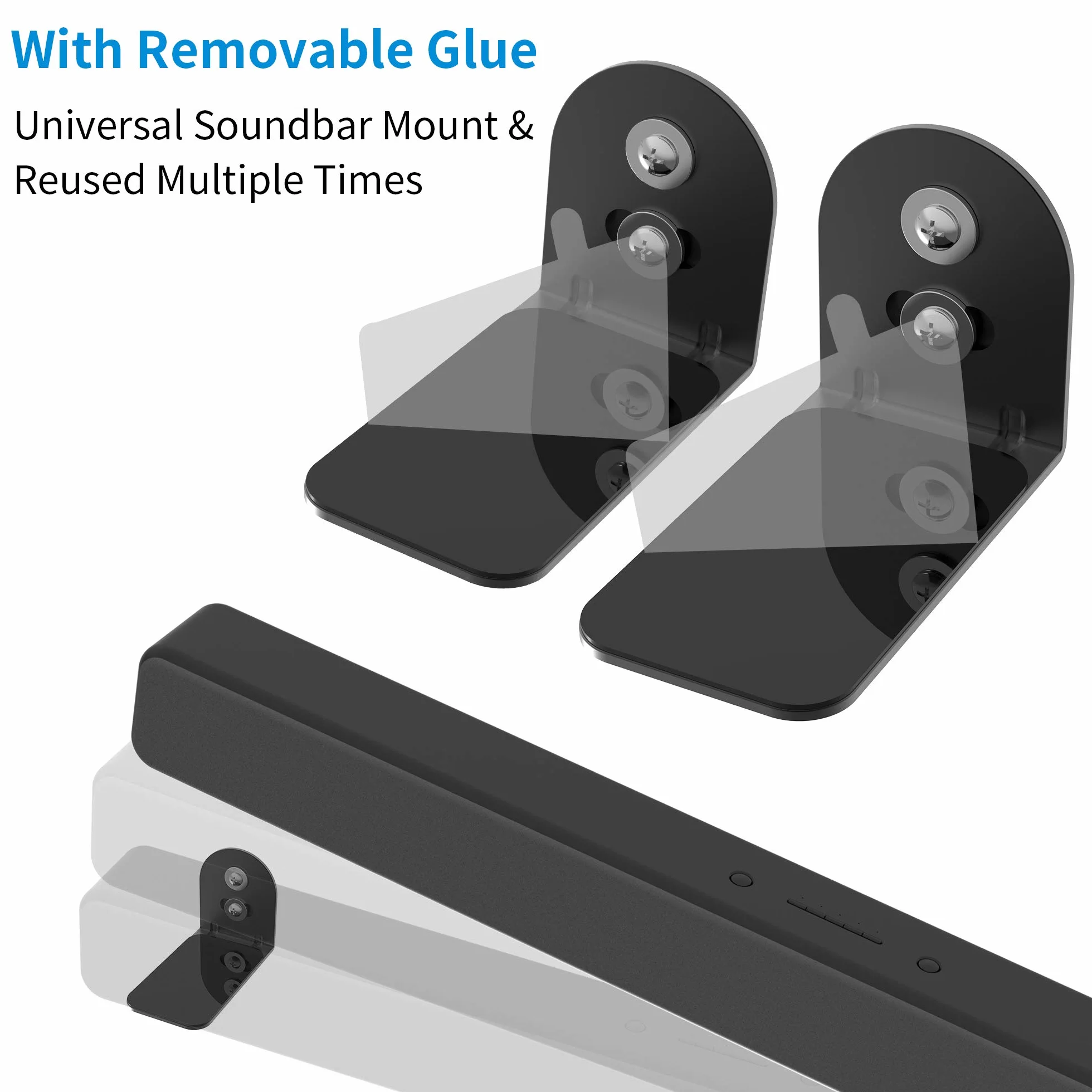 Support Mural pour Barre de Son Compatible Bose, JBL, Sonos, Samsung, Noir