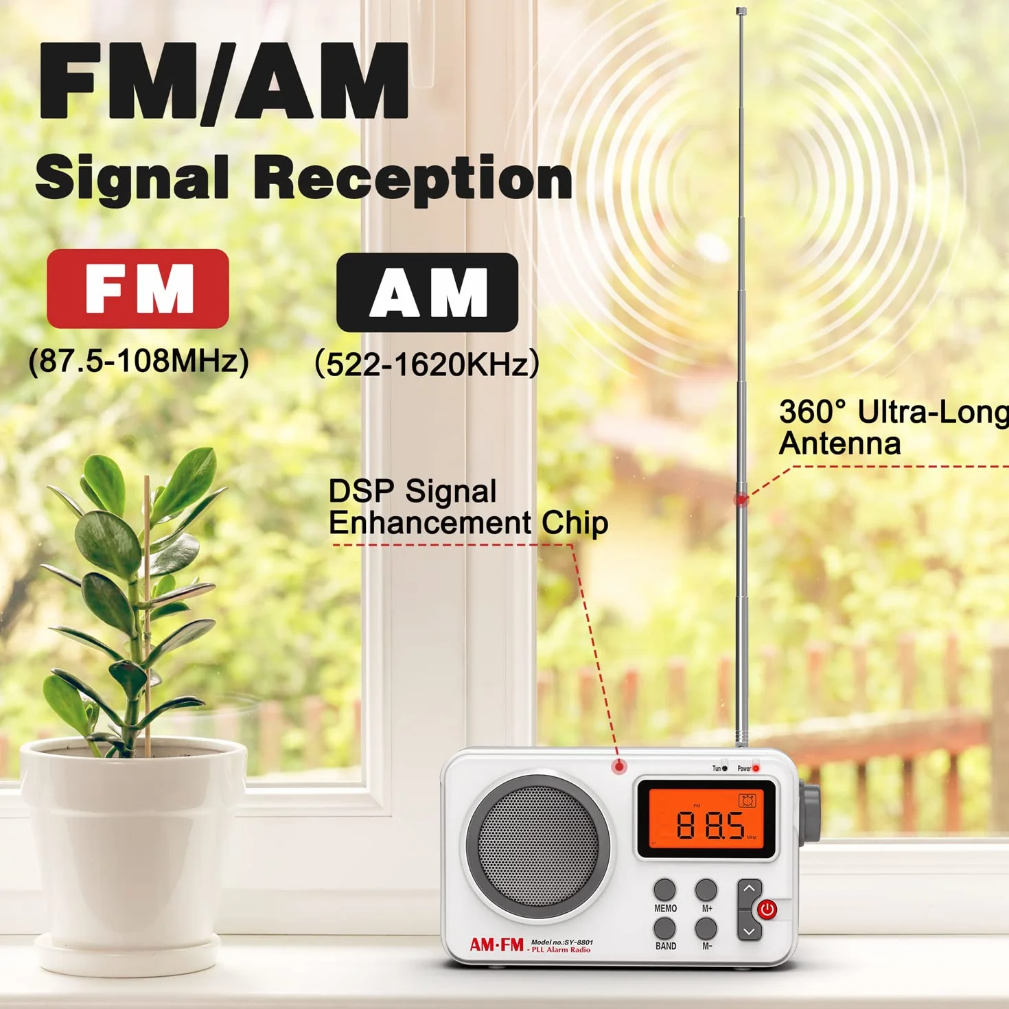 Tendak Petite Radio Portable FM/AM MW Transistor avec Grand écran Réveil Prise Casque
