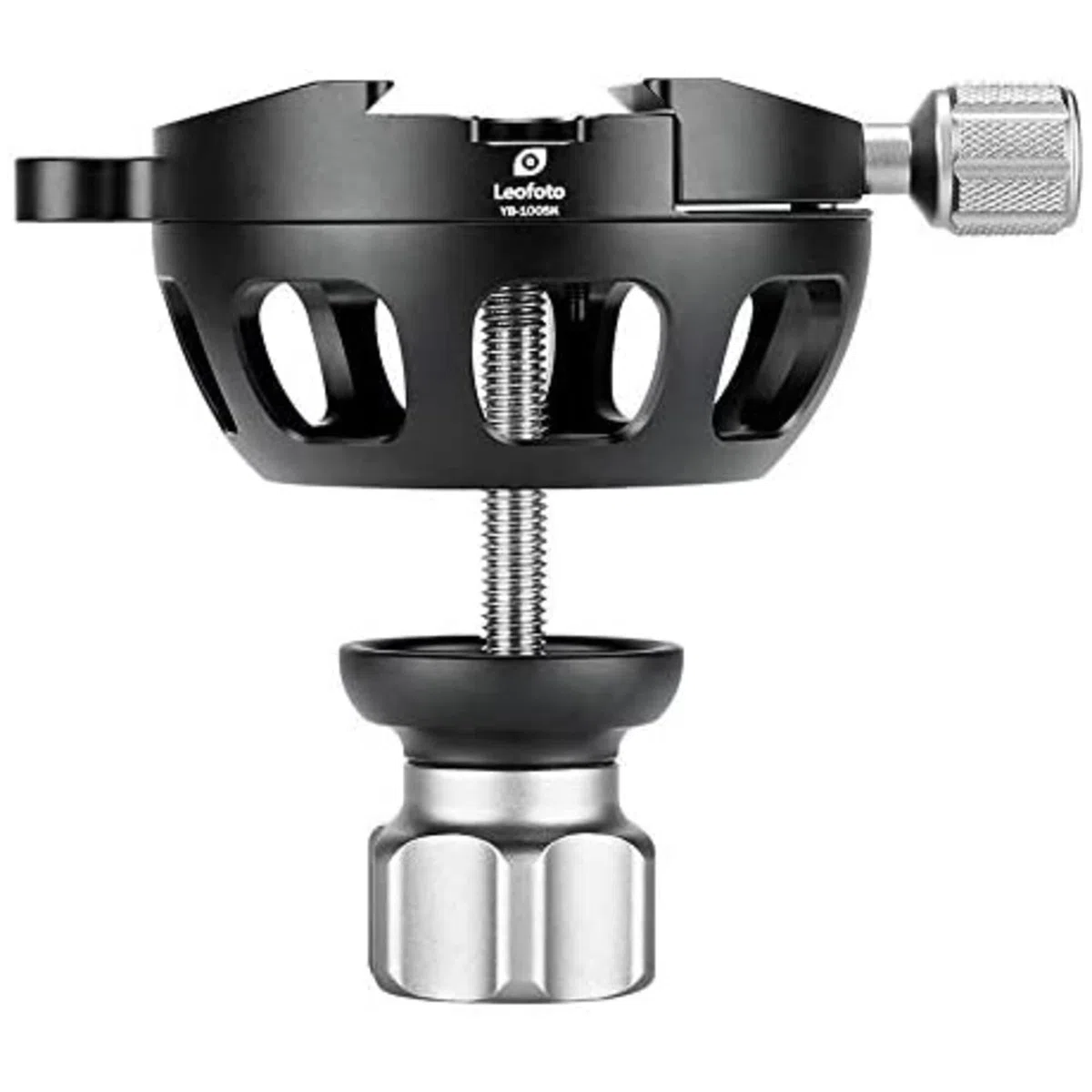 LEOFOTO YB-100SK Adaptateur demi-boule de nivellement 100 mm avec pince compatible Arca/RRS avec niveau à bulle pour cuvette, trépied court et profil bas poignée creuse légère
