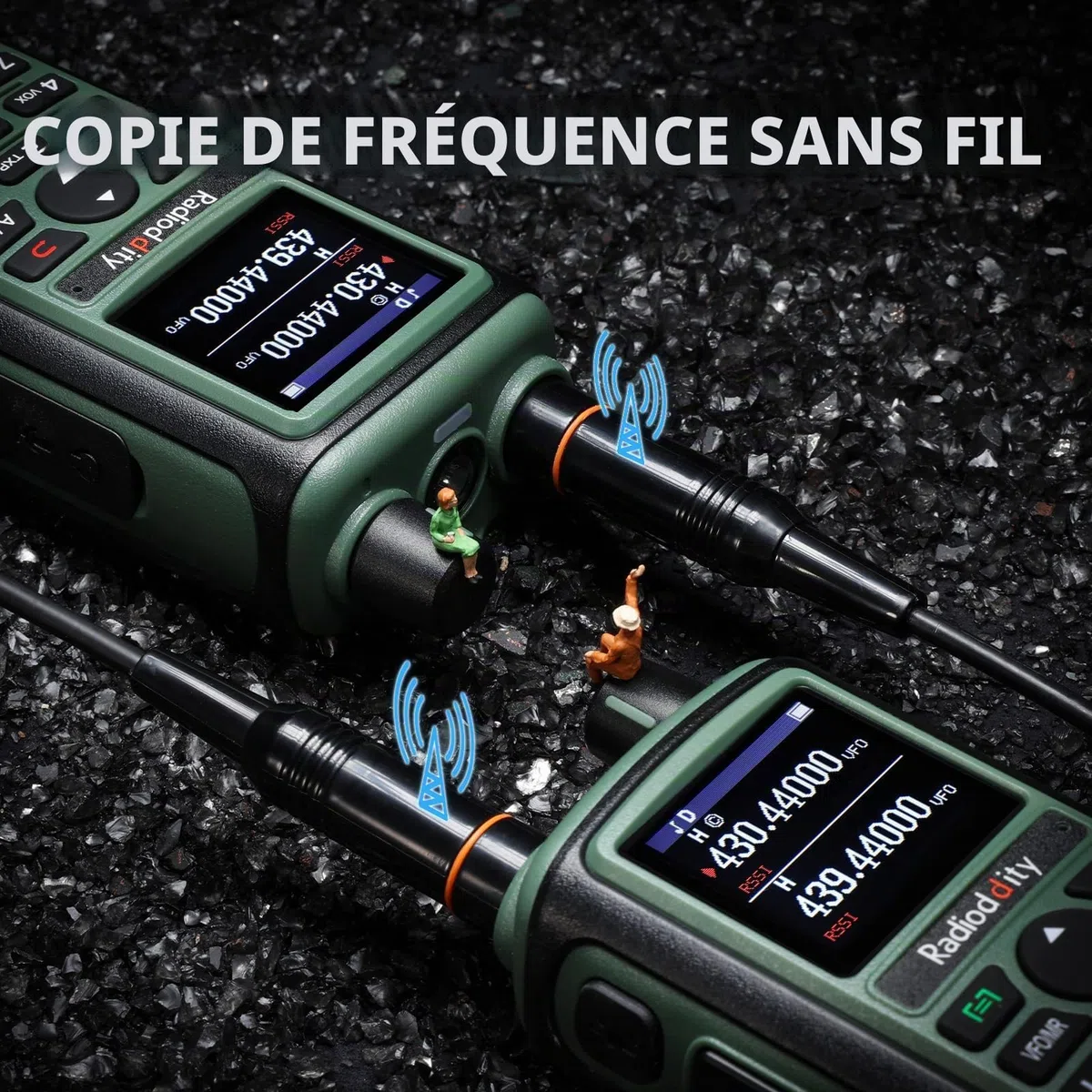 Radioddity GC-5 Radios Bidirectionnelles Double Bande, Talkie Walkie Portable Longue Portée 144-146/430-440 MHz, Radio Licence requise avec Batterie 1800 mAh, 999 canaux, DTMF, VOX, pour Adultes