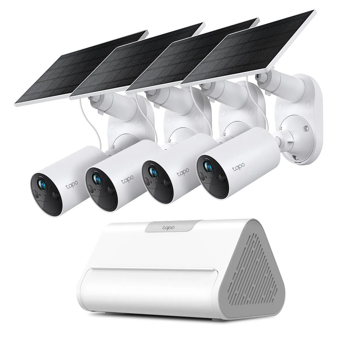 Tapo KIT 4 caméras C410 Caméra de Surveillance extérieure WiFi Solaire 2K 3MP H500 Hub Intelligent pour la Maison