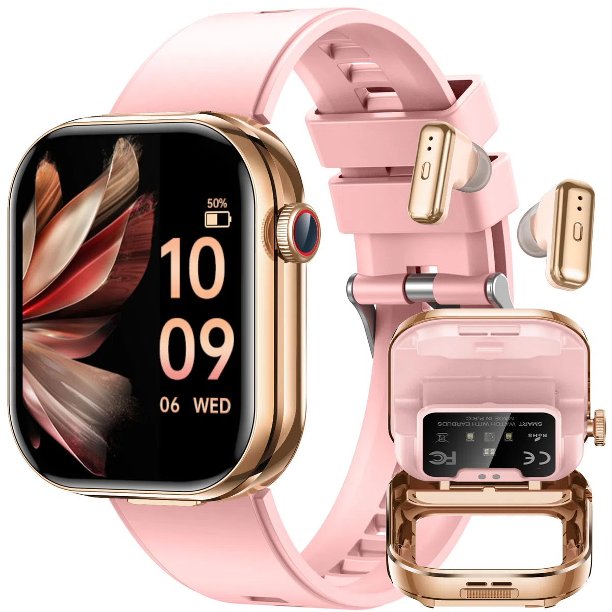 Montre Connectée avec Écouteurs Sports Smartwatch: Repondre Appel Sommeil Fréquence Cardiaque SpO2 Cardio Étanche Fitness Tracker 2.02" HD Écran Écouteurs et Montre 2 en 1 Homme Femme pour Android iOS