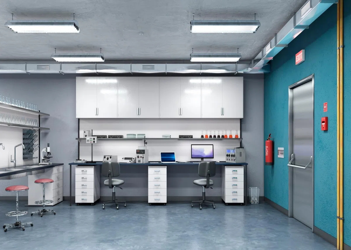 3x2.5m Toile de Fond pour Lieu de Travail en Laboratoire Toile de Fond Scientifique Matériel de Laboratoire Toile de Fond pour Photographie Bannière de fête à thème de Laboratoire
