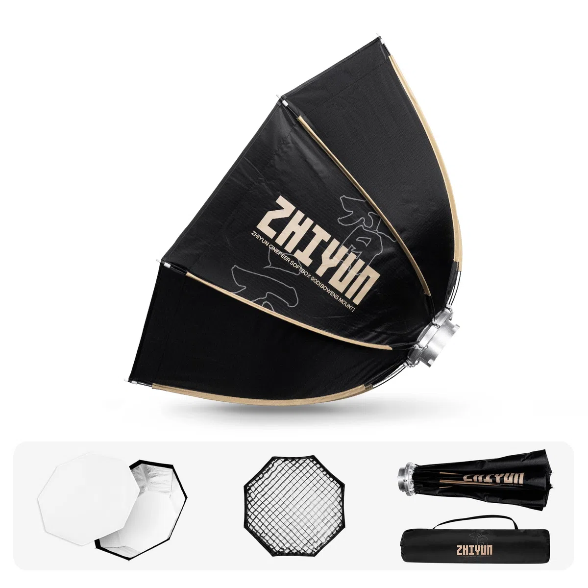 ZHIYUN CINPEER 35 inch/90 cm/2.9 ft Softbox Octogonale Bowens à Dégagement Rapide avec Grille en Nid d'abeille pour Studio Photo, Enregistrement Vidéo, Prise de Vue de Portraits, Molus Série G Série B