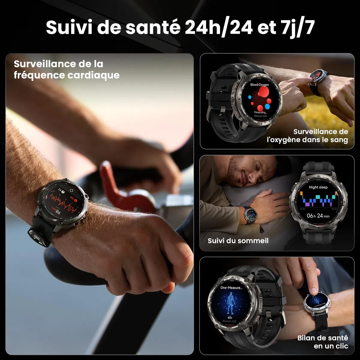 KOSPET Tank T4 GPS Montre Connectée Homme, Cartes Hors Ligne & Talkie-Walkie, Étanchéité 10ATM (Plongée 45M), Acier Inoxydable, Appels Bluetooth, Surveillance Santé 24/7, Compatible Android et iOS