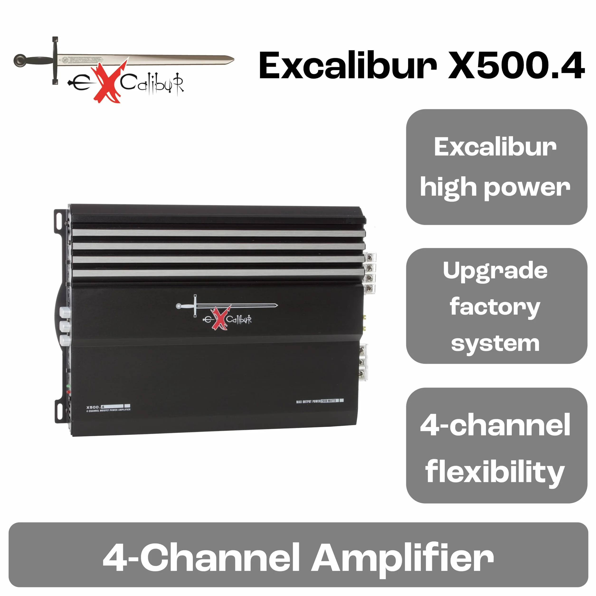 Excalibur Amplificateur de puissance X500.4 (MOSFET, 4 canaux, 2000 W)